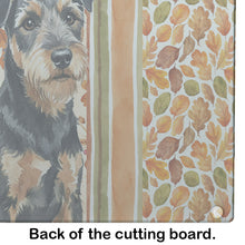 Load image into Gallery viewer, Black and Tan Lakeland Terrier Heirloom Fall Glass Cutting Board