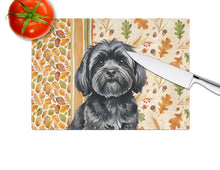 Load image into Gallery viewer, Black Lhasa Apso Heirloom Fall Glass Cutting Board