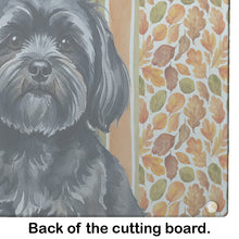 Load image into Gallery viewer, Black Lhasa Apso Heirloom Fall Glass Cutting Board