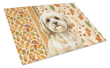 Load image into Gallery viewer, Cream Lhasa Apso Heirloom Fall Glass Cutting Board
