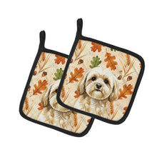 Load image into Gallery viewer, Cream Lhasa Apso Heirloom Fall Pair of Pot Holders