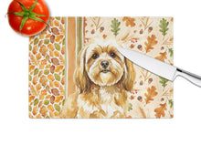 Load image into Gallery viewer, Gold Lhasa Apso Heirloom Fall Glass Cutting Board