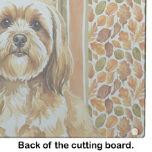 Load image into Gallery viewer, Gold Lhasa Apso Heirloom Fall Glass Cutting Board