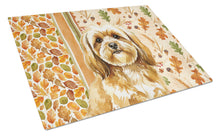 Load image into Gallery viewer, Gold Lhasa Apso Heirloom Fall Glass Cutting Board