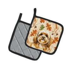 Load image into Gallery viewer, Gold Lhasa Apso Heirloom Fall Pair of Pot Holders