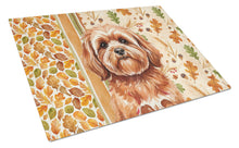 Load image into Gallery viewer, Red Lhasa Apso Heirloom Fall Glass Cutting Board