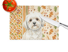 Load image into Gallery viewer, White Lhasa Apso Heirloom Fall Glass Cutting Board