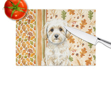 Load image into Gallery viewer, Maltipoo Heirloom Fall Glass Cutting Board