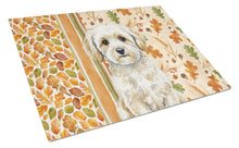 Load image into Gallery viewer, Maltipoo Heirloom Fall Glass Cutting Board