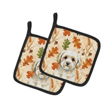 Load image into Gallery viewer, Maltipoo Heirloom Fall Pair of Pot Holders
