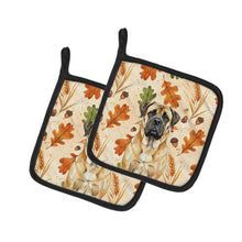 Load image into Gallery viewer, Fawn Mastiff Heirloom Fall Pair of Pot Holders