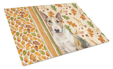 Load image into Gallery viewer, Tricolor Miniature Bull Terrier Heirloom Fall Glass Cutting Board