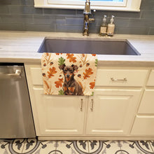 Load image into Gallery viewer, Chocolate and Rust Miniature Pinscher Min Pin Heirloom Fall Kitchen Towel