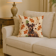 Load image into Gallery viewer, Chocolate and Rust Miniature Pinscher Min Pin Heirloom Fall Throw Pillow