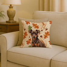 Load image into Gallery viewer, Chocolate and Rust Miniature Pinscher Min Pin Heirloom Fall Throw Pillow