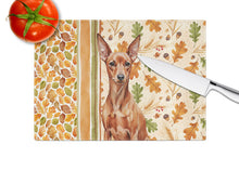Load image into Gallery viewer, Red Miniature Pinscher Min Pin Heirloom Fall Glass Cutting Board