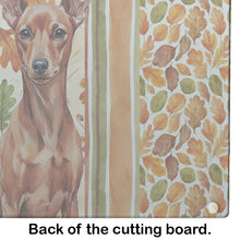 Load image into Gallery viewer, Red Miniature Pinscher Min Pin Heirloom Fall Glass Cutting Board