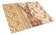 Load image into Gallery viewer, Red Miniature Pinscher Min Pin Heirloom Fall Glass Cutting Board