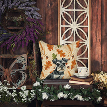 Load image into Gallery viewer, Black &amp; Silver Miniature Schnauzer Heirloom Fall Throw Pillow