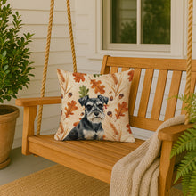 Load image into Gallery viewer, Black &amp; Silver Miniature Schnauzer Heirloom Fall Throw Pillow