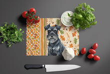Load image into Gallery viewer, Black Miniature Schnauzer Heirloom Fall Glass Cutting Board