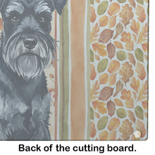 Load image into Gallery viewer, Black Miniature Schnauzer Heirloom Fall Glass Cutting Board