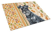 Load image into Gallery viewer, Black Miniature Schnauzer Heirloom Fall Glass Cutting Board