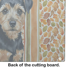 Load image into Gallery viewer, Black and Tan Norfolk Terrier Heirloom Fall Glass Cutting Board