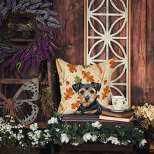 Load image into Gallery viewer, Black and Tan Norfolk Terrier Heirloom Fall Throw Pillow
