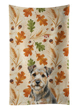 Load image into Gallery viewer, Grizzle and Tan Norfolk Terrier Heirloom Fall Kitchen Towel