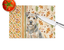 Load image into Gallery viewer, Grizzle and Tan Norfolk Terrier Heirloom Fall Glass Cutting Board