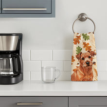 Load image into Gallery viewer, Red Norfolk Terrier Heirloom Fall Kitchen Towel