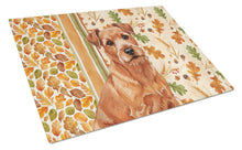 Load image into Gallery viewer, Red Norfolk Terrier Heirloom Fall Glass Cutting Board