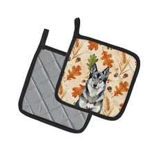 Load image into Gallery viewer, Norwegian Elkhound Heirloom Fall Pair of Pot Holders