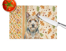Load image into Gallery viewer, Norwich Terrier Heirloom Fall Glass Cutting Board