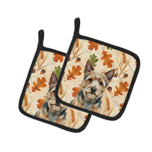 Load image into Gallery viewer, Norwich Terrier Heirloom Fall Pair of Pot Holders