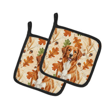 Load image into Gallery viewer, Orange Nova Scotia Duck Tolling Retriever Heirloom Fall Pair of Pot Holders