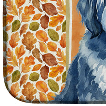 Load image into Gallery viewer, Blue and White Old English Sheepdog Heirloom Fall Dish Drying Mat