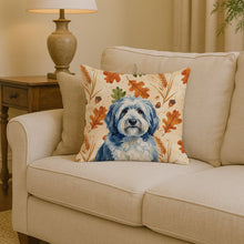 Load image into Gallery viewer, Blue and White Old English Sheepdog Heirloom Fall Throw Pillow