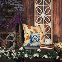 Load image into Gallery viewer, Blue and White Old English Sheepdog Heirloom Fall Throw Pillow