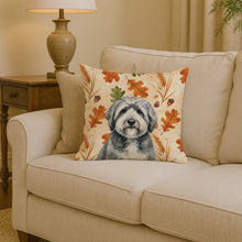 Load image into Gallery viewer, Gray and White Old English Sheepdog Heirloom Fall Throw Pillow