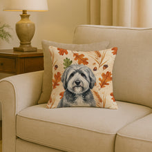 Load image into Gallery viewer, Gray and White Old English Sheepdog Heirloom Fall Throw Pillow