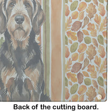 Load image into Gallery viewer, Black and Tan Otterhound Heirloom Fall Glass Cutting Board