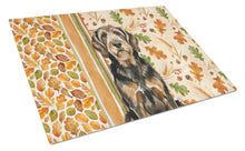 Load image into Gallery viewer, Black and Tan Otterhound Heirloom Fall Glass Cutting Board
