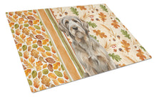 Load image into Gallery viewer, Grizzle and Tan Otterhound Heirloom Fall Glass Cutting Board