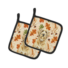 Load image into Gallery viewer, Wheaten and Tan Otterhound Heirloom Fall Pair of Pot Holders