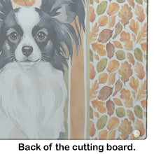 Load image into Gallery viewer, Black and White Papillon Heirloom Fall Glass Cutting Board