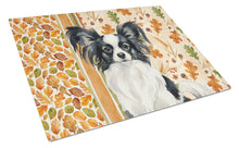 Load image into Gallery viewer, Black and White Papillon Heirloom Fall Glass Cutting Board