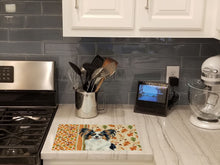 Load image into Gallery viewer, Tricolor Papillon Heirloom Fall Glass Cutting Board