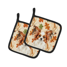 Load image into Gallery viewer, White with Red Papillon Heirloom Fall Pair of Pot Holders
